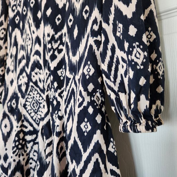 MNG Mango Fit and Flare Dress, Long Sleeve, Black and Beige Mini dress, cotton - Picture 5 of 7